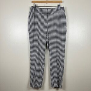 Kasper Women's 10P Dress Pants Black White Houndstooth Straight Leg Preppy